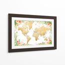 Mapa mundial bohemio floral con ciudades Blythe - Rosana Laiz Blursbyai | Cuadro decorativo de Canvas Lab