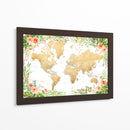 Mapa mundial bohemio floral con ciudades Blythe - Rosana Laiz Blursbyai | Cuadro decorativo de Canvas Lab