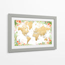 Mapa mundial bohemio floral con ciudades Blythe - Rosana Laiz Blursbyai | Cuadro decorativo de Canvas Lab