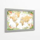 Mapa mundial bohemio floral con ciudades Blythe - Rosana Laiz Blursbyai | Cuadro decorativo de Canvas Lab