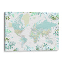 Mapa mundial detallado con ciudades y flores Marie - Rosana Laiz Blursbyai | Cuadro decorativo de Canvas Lab