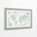 Mapa mundial detallado con ciudades y flores Marie - Rosana Laiz Blursbyai | Cuadro decorativo de Canvas Lab