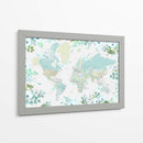 Mapa mundial detallado con ciudades y flores Marie - Rosana Laiz Blursbyai | Cuadro decorativo de Canvas Lab