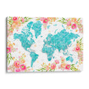 Mapa mundial floral detallado con ciudades Haven - Rosana Laiz Blursbyai | Cuadro decorativo de Canvas Lab