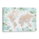 Mapa mundial floral detallado con ciudades Leanne - Rosana Laiz Blursbyai | Cuadro decorativo de Canvas Lab