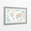 Mapa mundial floral detallado con ciudades Leanne - Rosana Laiz Blursbyai | Cuadro decorativo de Canvas Lab