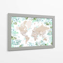 Mapa mundial floral detallado con ciudades Leanne - Rosana Laiz Blursbyai | Cuadro decorativo de Canvas Lab
