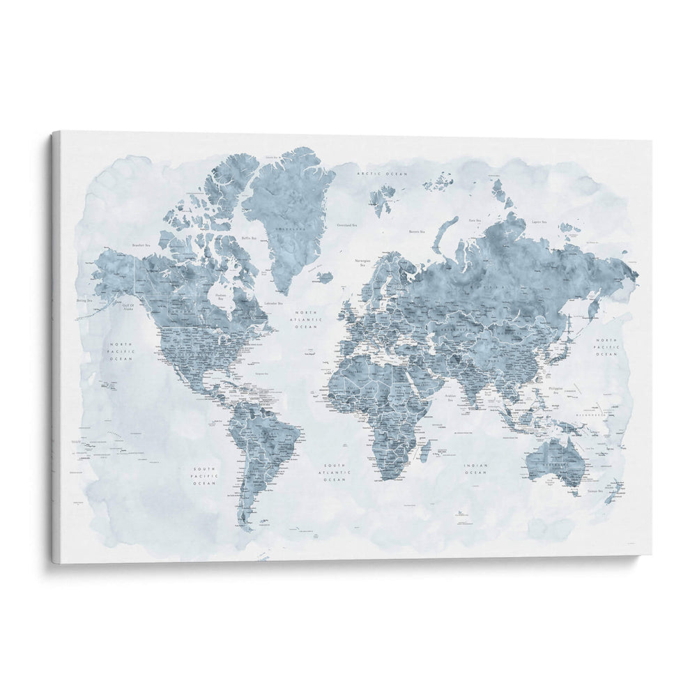 Mapa mundial detallado con ciudades Jacq - Rosana Laiz Blursbyai | Cuadro decorativo de Canvas Lab