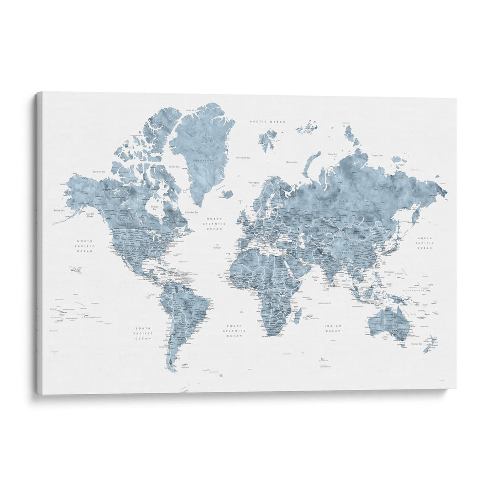 Mapa mundial detallado con ciudades Ninian - Rosana Laiz Blursbyai | Cuadro decorativo de Canvas Lab
