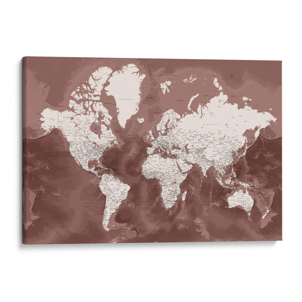 Mapa mundial detallado con ciudades Hikmat - Rosana Laiz Blursbyai | Cuadro decorativo de Canvas Lab
