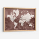 Mapa mundial detallado con ciudades Hikmat - Rosana Laiz Blursbyai | Cuadro decorativo de Canvas Lab