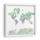 Mapa mundial detallado con ciudades Declan - Rosana Laiz Blursbyai | Cuadro decorativo de Canvas Lab