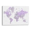 Mapa mundial en acuarela con ciudades Tanya - Rosana Laiz Blursbyai | Cuadro decorativo de Canvas Lab