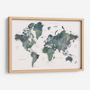 Mapa mundial en acuarela con ciudades Makoa - Rosana Laiz Blursbyai | Cuadro decorativo de Canvas Lab