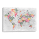 Mapa mundial en acuarela con ciudades Zadie - Rosana Laiz Blursbyai | Cuadro decorativo de Canvas Lab