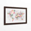 Mapa mundial en acuarela con ciudades Zadie - Rosana Laiz Blursbyai | Cuadro decorativo de Canvas Lab