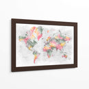 Mapa mundial en acuarela con ciudades Zadie - Rosana Laiz Blursbyai | Cuadro decorativo de Canvas Lab