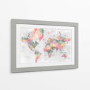 Mapa mundial en acuarela con ciudades Zadie - Rosana Laiz Blursbyai | Cuadro decorativo de Canvas Lab