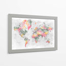 Mapa mundial en acuarela con ciudades Zadie - Rosana Laiz Blursbyai | Cuadro decorativo de Canvas Lab