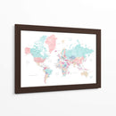 Mapa mundial de pasteles desgastados con ciudades Carmen - Rosana Laiz Blursbyai | Cuadro decorativo de Canvas Lab