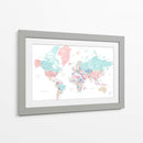 Mapa mundial de pasteles desgastados con ciudades Carmen - Rosana Laiz Blursbyai | Cuadro decorativo de Canvas Lab