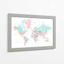 Mapa mundial de pasteles desgastados con ciudades Carmen - Rosana Laiz Blursbyai | Cuadro decorativo de Canvas Lab
