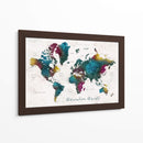 Adventure Awaits - Mapa mundial de Charleena con ciudades - Rosana Laiz Blursbyai | Cuadro decorativo de Canvas Lab