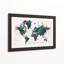 Wanderlust - Charleena mapa mundial con ciudades - Rosana Laiz Blursbyai | Cuadro decorativo de Canvas Lab