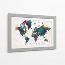 Wanderlust - Charleena mapa mundial con ciudades - Rosana Laiz Blursbyai | Cuadro decorativo de Canvas Lab