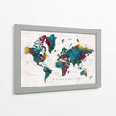 Wanderlust - Charleena mapa mundial con ciudades - Rosana Laiz Blursbyai | Cuadro decorativo de Canvas Lab