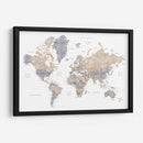 Mapa mundial en acuarela con ciudades Gouri - Rosana Laiz Blursbyai | Cuadro decorativo de Canvas Lab