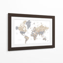 Mapa mundial en acuarela con ciudades Gouri - Rosana Laiz Blursbyai | Cuadro decorativo de Canvas Lab