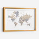 Mapa mundial en acuarela con ciudades Gouri - Rosana Laiz Blursbyai | Cuadro decorativo de Canvas Lab