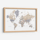 Mapa mundial en acuarela con ciudades Gouri - Rosana Laiz Blursbyai | Cuadro decorativo de Canvas Lab