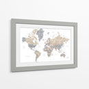 Mapa mundial en acuarela con ciudades Gouri - Rosana Laiz Blursbyai | Cuadro decorativo de Canvas Lab