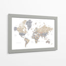 Mapa mundial en acuarela con ciudades Gouri - Rosana Laiz Blursbyai | Cuadro decorativo de Canvas Lab