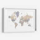 Mapa mundial en acuarela con ciudades Gouri - Rosana Laiz Blursbyai | Cuadro decorativo de Canvas Lab