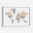 Mapa mundial en acuarela con ciudades Gouri - Rosana Laiz Blursbyai | Cuadro decorativo de Canvas Lab