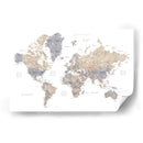 Mapa mundial en acuarela con ciudades Gouri - Rosana Laiz Blursbyai | Cuadro decorativo de Canvas Lab