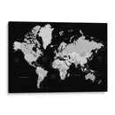 Mapa mundial gris con ciudades Joseph - Rosana Laiz Blursbyai | Cuadro decorativo de Canvas Lab