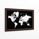 Mapa mundial en blanco y negro con ciudades Connie - Rosana Laiz Blursbyai | Cuadro decorativo de Canvas Lab