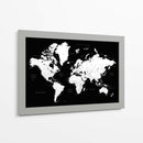 Mapa mundial en blanco y negro con ciudades Connie - Rosana Laiz Blursbyai | Cuadro decorativo de Canvas Lab