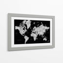 Mapa mundial gris con ciudades Baibah - Rosana Laiz Blursbyai | Cuadro decorativo de Canvas Lab