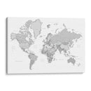 Mapa mundial gris con ciudades Chas - Rosana Laiz Blursbyai | Cuadro decorativo de Canvas Lab