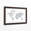 Mapa mundial gris con ciudades Chas - Rosana Laiz Blursbyai | Cuadro decorativo de Canvas Lab