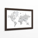 Mapa mundial gris con ciudades Chas - Rosana Laiz Blursbyai | Cuadro decorativo de Canvas Lab