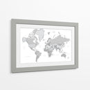 Mapa mundial gris con ciudades Chas - Rosana Laiz Blursbyai | Cuadro decorativo de Canvas Lab