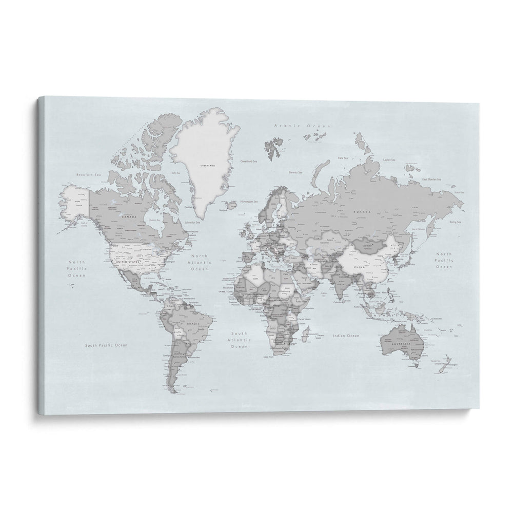 Mapa del mundo angustiado con ciudades Darryl - Rosana Laiz Blursbyai | Cuadro decorativo de Canvas Lab