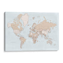 Mapa del mundo rústico con ciudades Renisha - Rosana Laiz Blursbyai | Cuadro decorativo de Canvas Lab