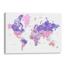 Mapa mundial en acuarela con ciudades Brandie - Rosana Laiz Blursbyai | Cuadro decorativo de Canvas Lab